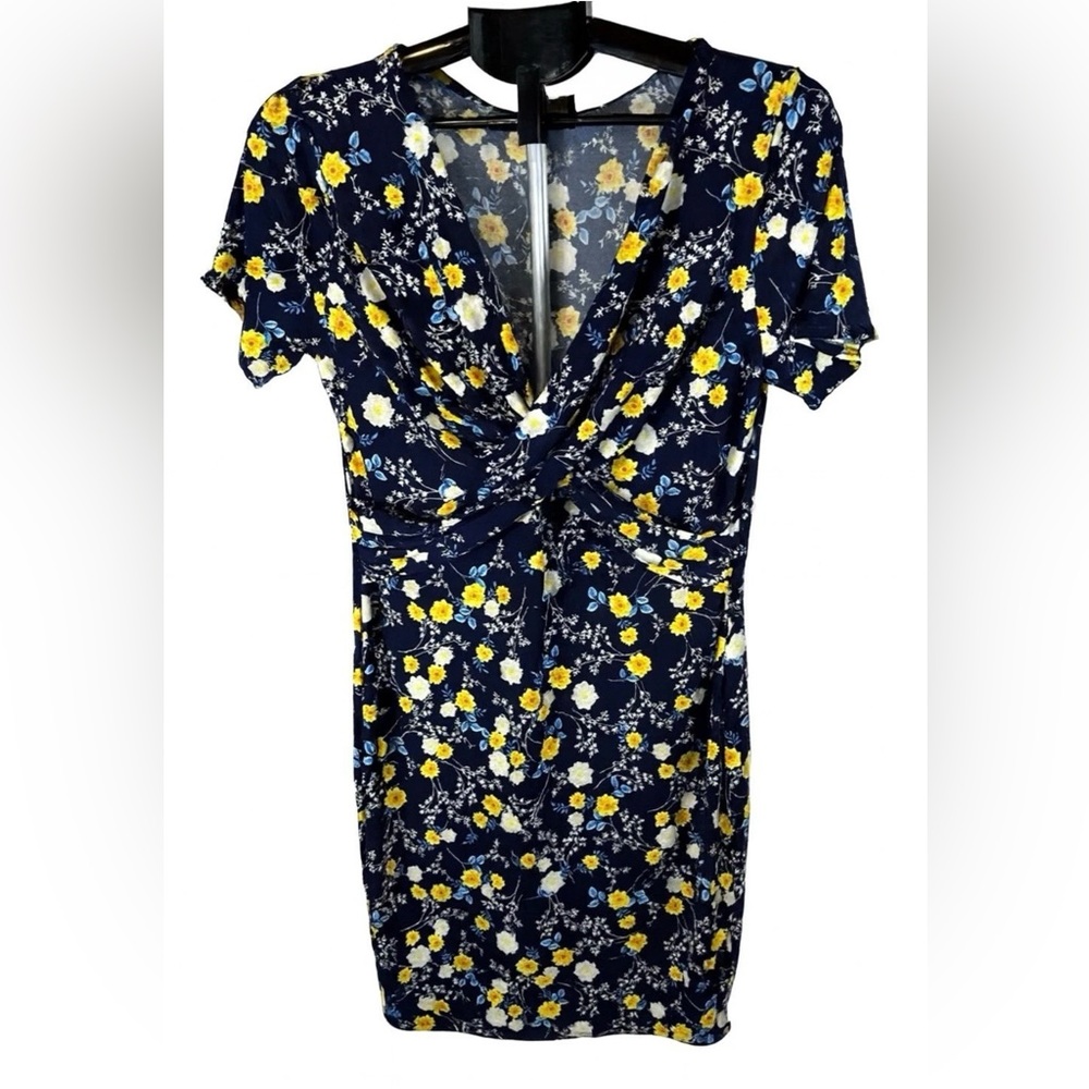 Moci by Purple Rain NWT Navy floral Midi Wrap Dress Size XL Women's
